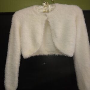 Fuzzy White Cropped Jacket